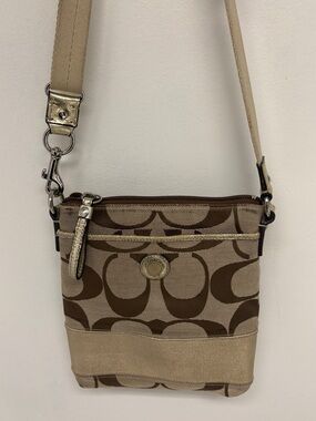 Coach Signature Swingpack Crossbody Bag Brown and Gold - Free with purchase*